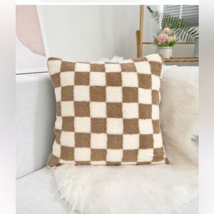Checkered Brown and Cream Pillow Case